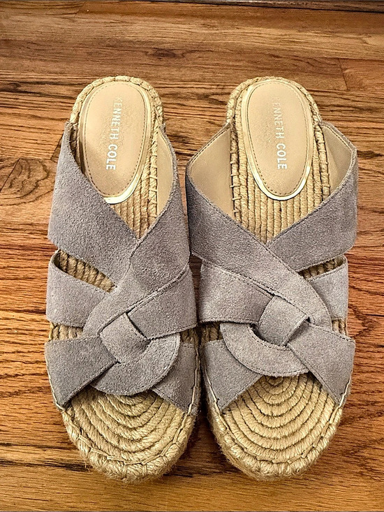 Kenneth Cole Shoes - Kenneth Cole Olivia Swirl Mule Leather Wedge Mules Gray US 8.5